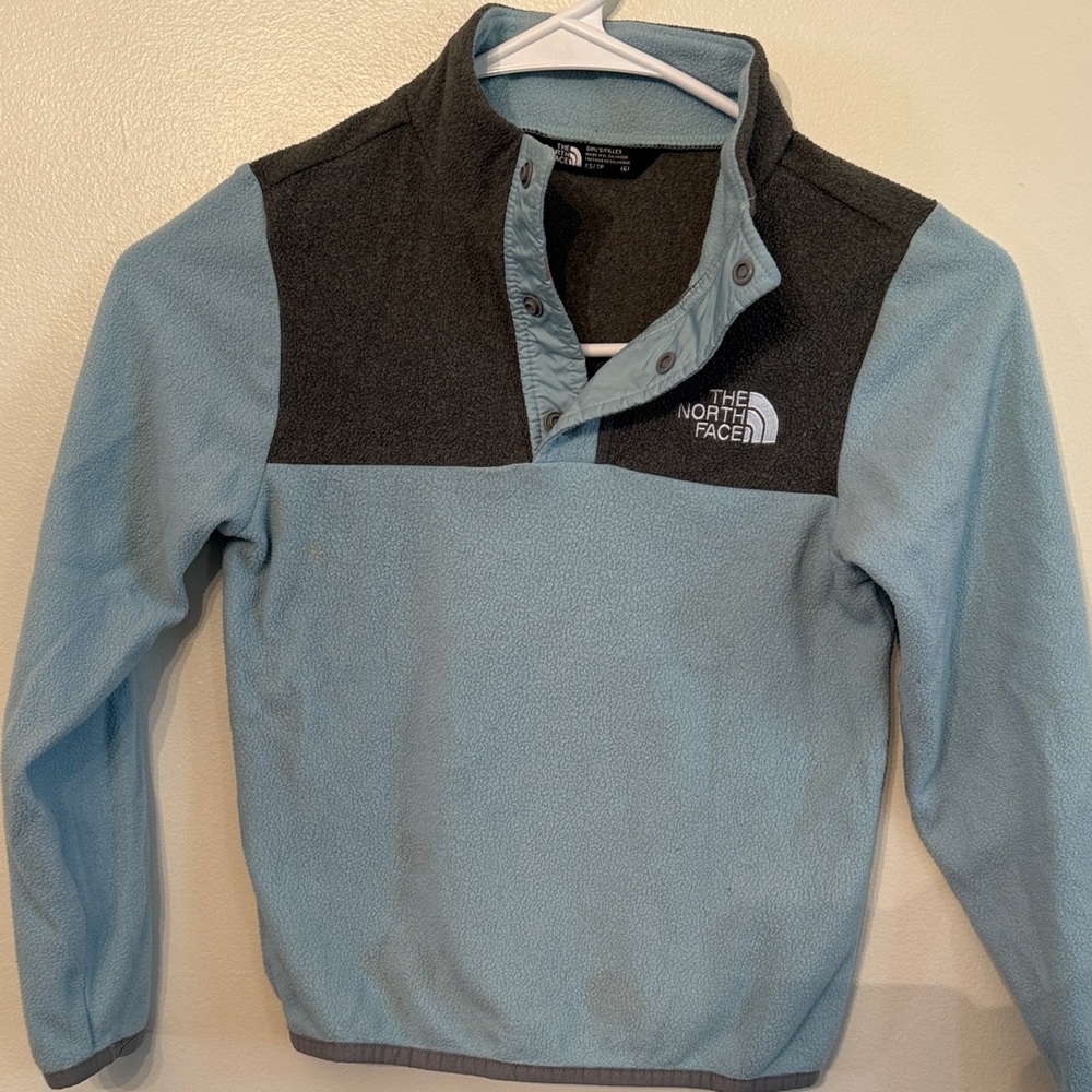 The North Face Light Blue and Dark Gray Fleece Jacket